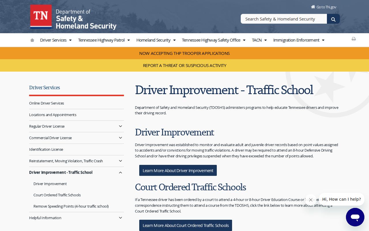 Bedford County traffic court record traffic school information