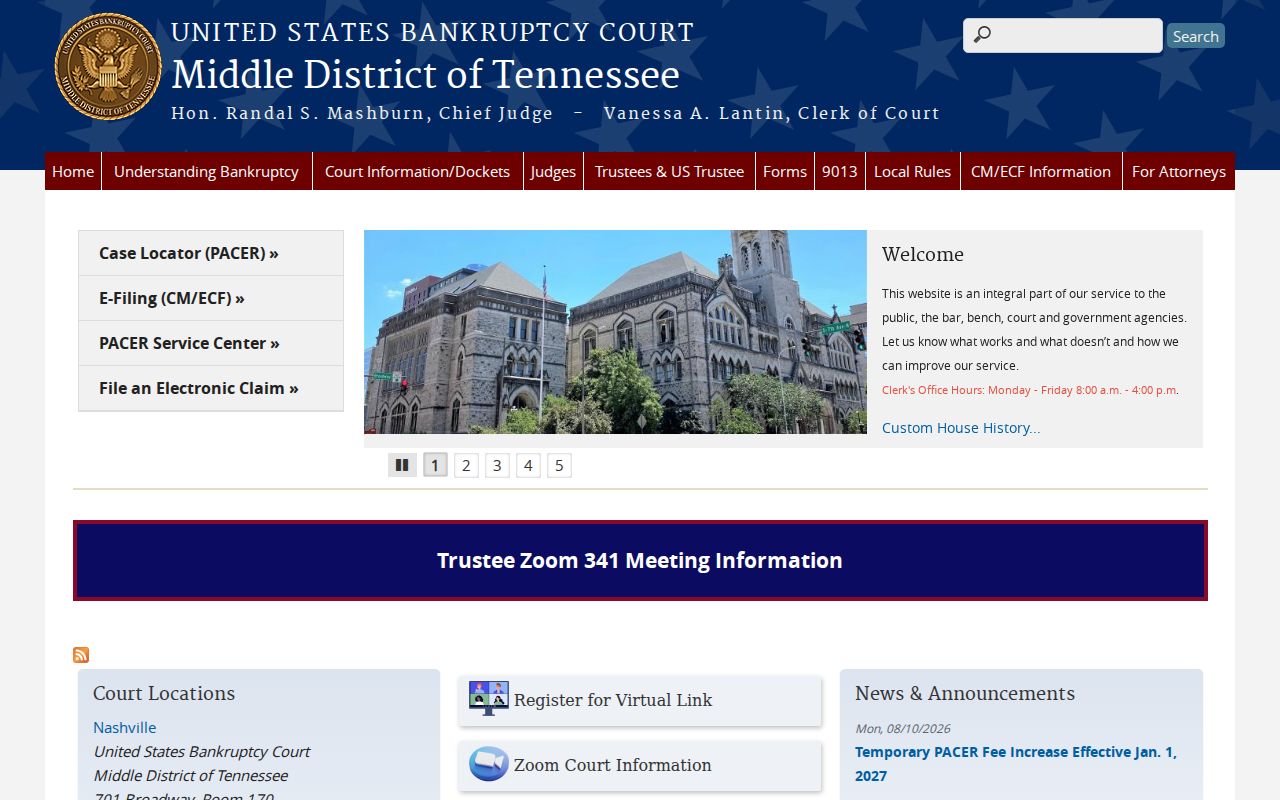 Shelbyville court docket federal bankruptcy court access page