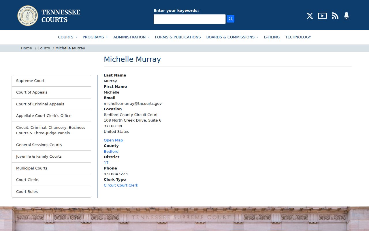 Bedford County court docket Circuit Court Clerk