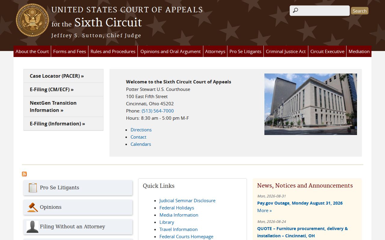 Wartrace court docket Sixth Circuit federal appeal route